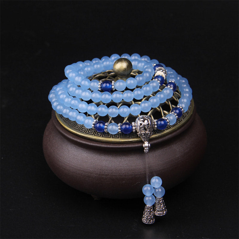 108 Beads Blue Crystal Healing Bracelet Mala