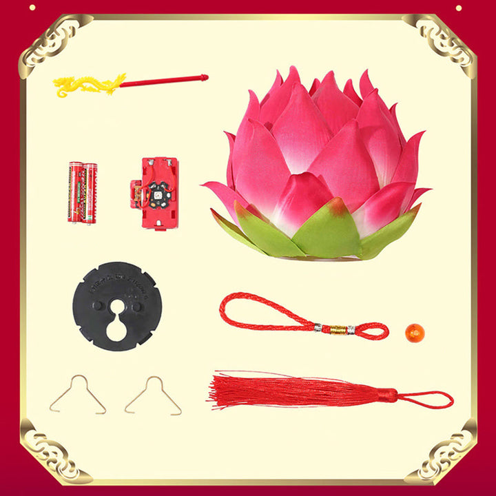 Buddha Stones DIY Lotus Flower Dragon Lantern Tassel Lamp Decoration