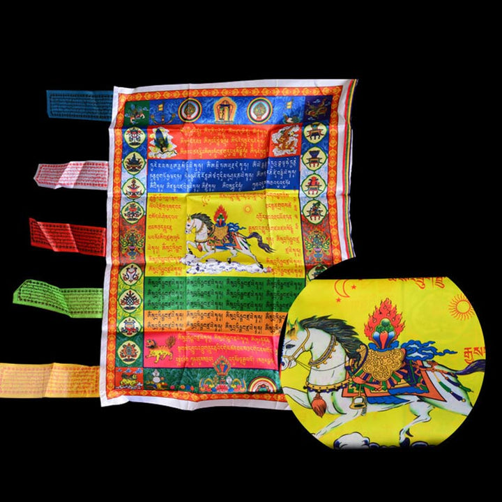 Buddha Stones Tibetan Colorful Windhorse Protection Outdoor Prayer Flag Decoration