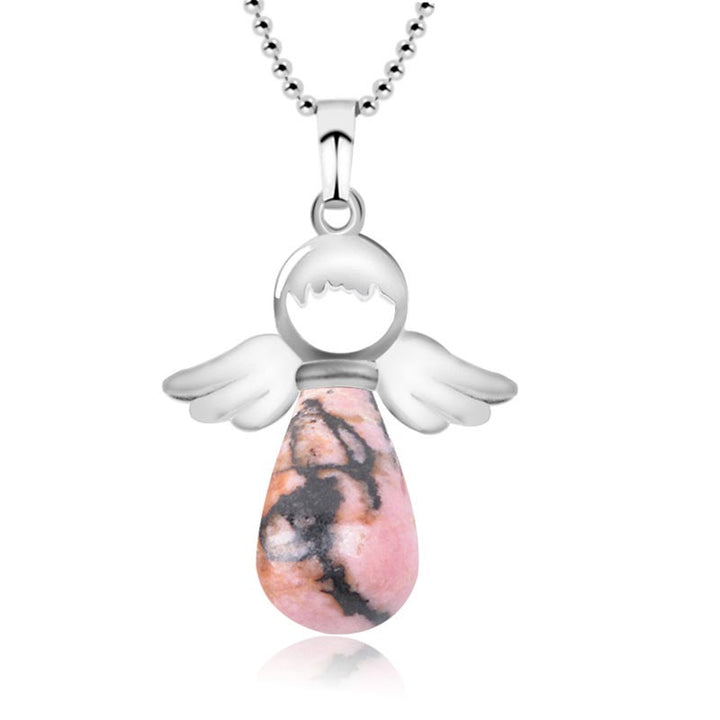 Buddha Stones Little Angel Wings Natural Crystal Luck Necklace Pendant