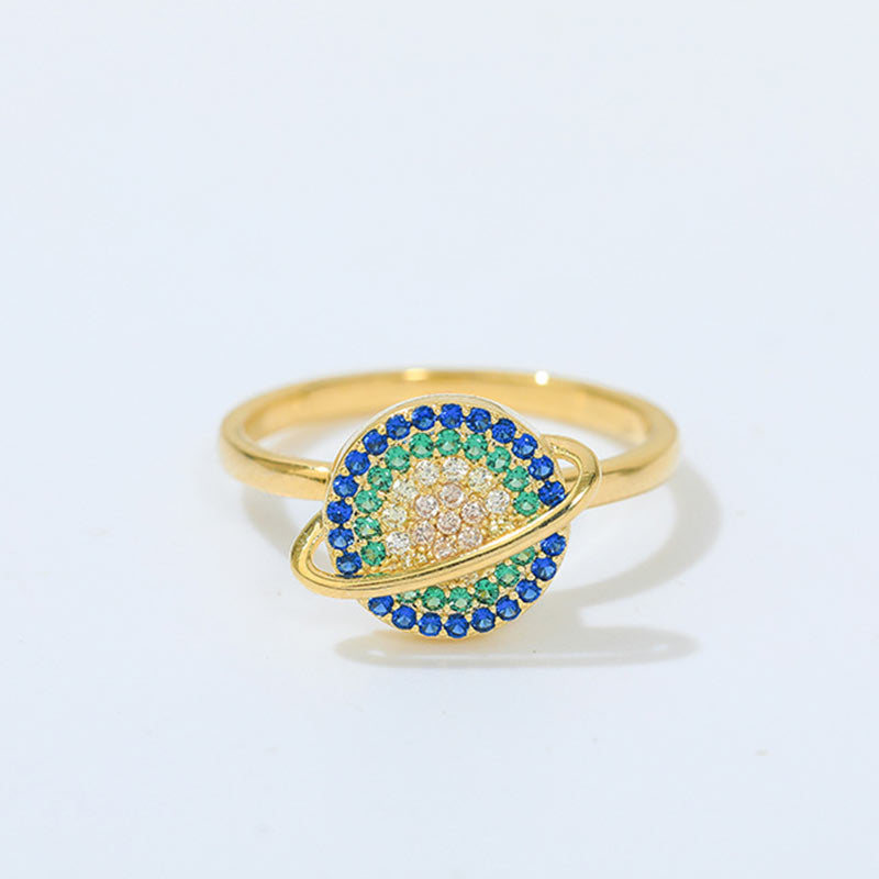 Colorful Zircon Copper Wealth Rotatable Ring