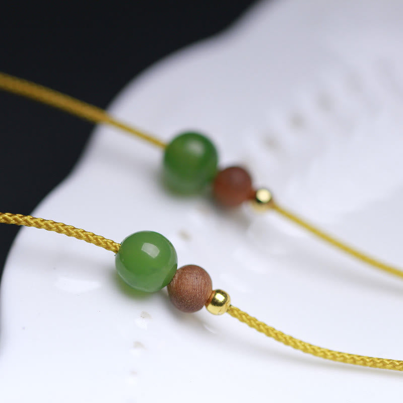 Natural Hetian Jade Small Bag Pattern Prosperity String Necklace Pendant