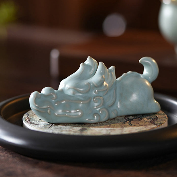 Buddha Stones Year Of The Dragon Luck Ceramic Tea Pet Home Figurine Decoration