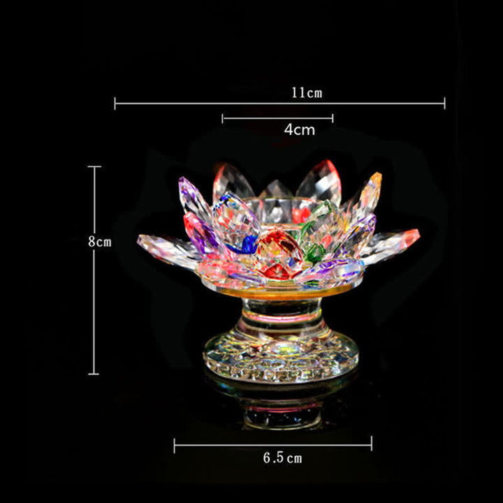 Lotus Flower Crystal Candle Holder Home Office Offering Decoration