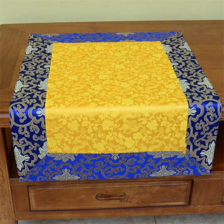 Brocade Prayer Altar Flower Vajra Dragon Pattern Auspicious Symbols Table Runner