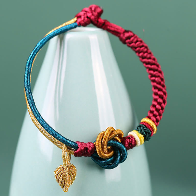 Buddha Stones Tibetan Handmade Mandala Knot Leaf Luck Rope Bracelet