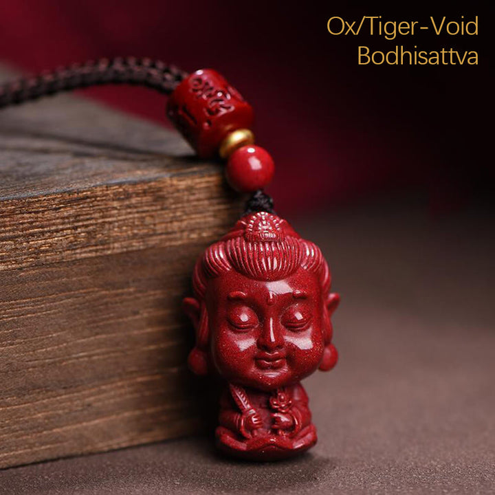 Buddha Stones Chinese Zodiac Natal Buddha Natural Cinnabar Amulet Keep Away Evil Spirits Necklace Pendant