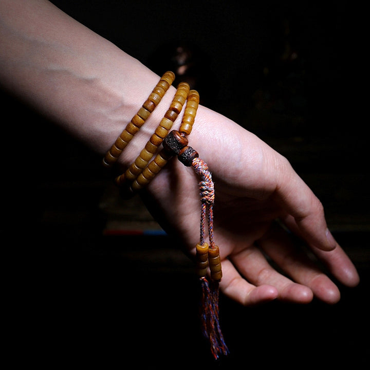 Tibet 108 Mala Beads Yak Bone Amber Balance Bracelet