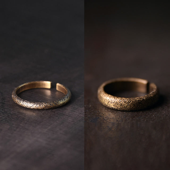 Tibetan Vintage Texture Design Copper Luck Couple Ring