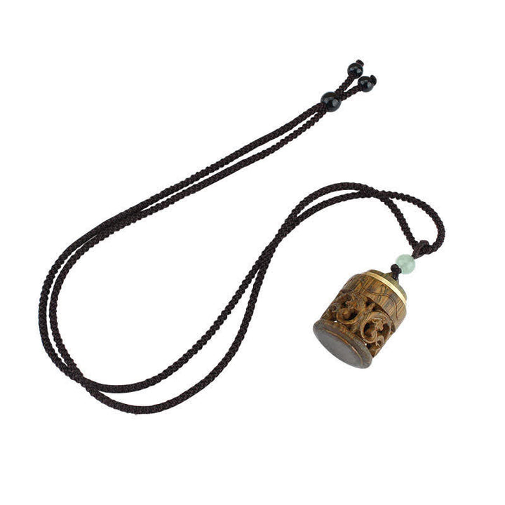 Buddha Stones Tibet Green Sandalwood Rosewood Om Mani Padme Hum Lotus Positive Soothing Necklace Pendant