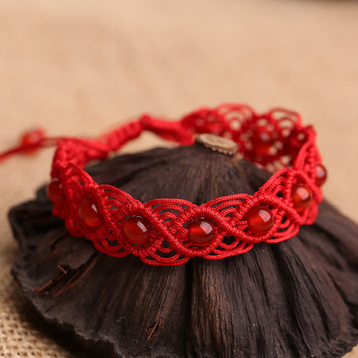 Buddha Stones Red Agate Confidence Red String Bracelet