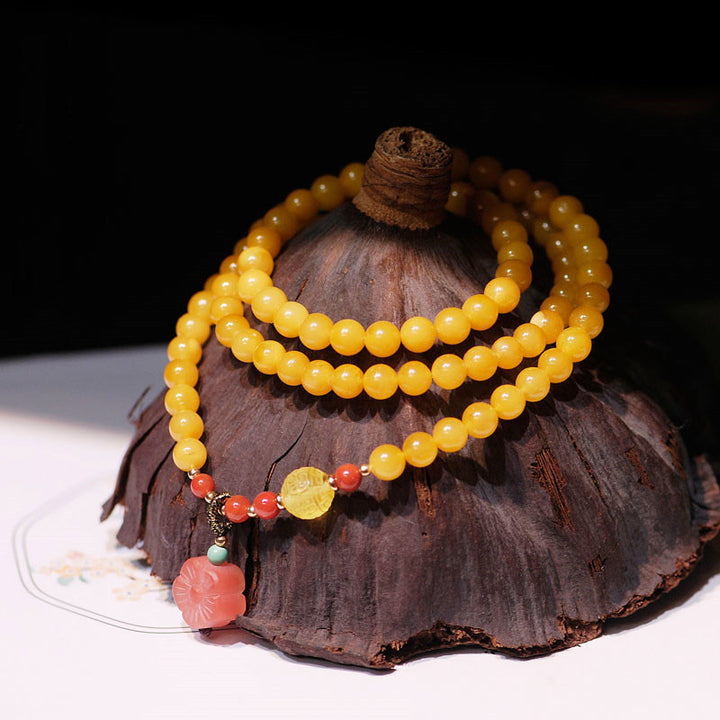 Amber Healing Balance Necklace Flower Charm Bracelet