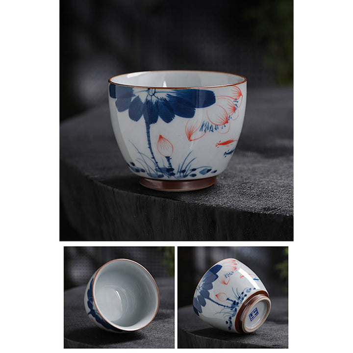 Buddha Stones Lotus Flower Leaf Bamboo Ceramic Teacup Kung Fu Tea Cups