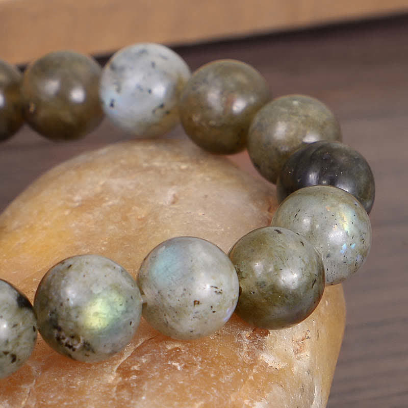 Buddha Stones Natural Labradorite Moonstone Support Healing Beaded Bracelet