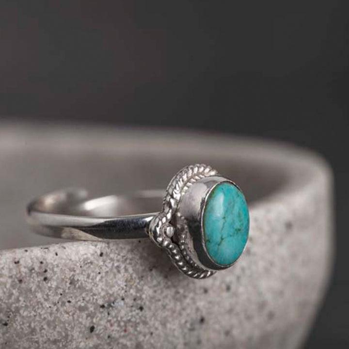 Buddha Stones 925 Sterling Silver Turquoise Wisdom Love Ring