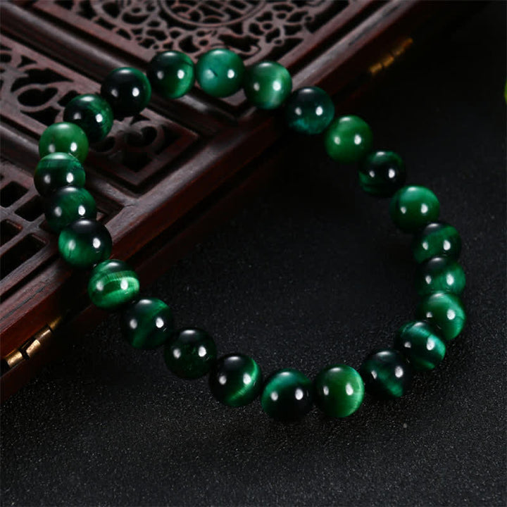 Buddha Stones Natural Green Tiger Eye Strength Bracelet