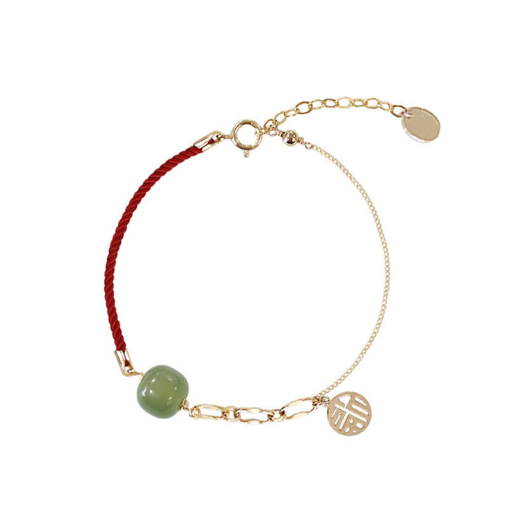 Buddha Stones Beaded Jade Luck String Chain Bracelet