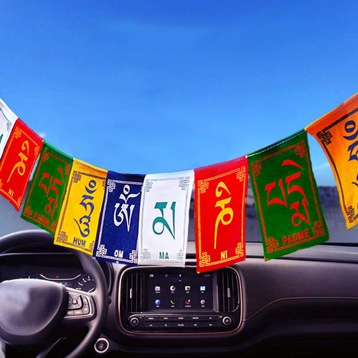 Tibetan Blessing Windhorse Om Mani Padme Hum Outdoor Car Prayer Flag Decoration