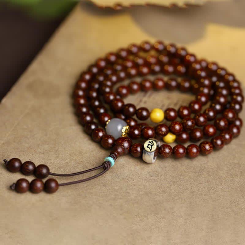 Buddha Stones 925 Sterling Silver Indian Small Leaf Red Sandalwood Hetian Gray Jade Amber Gold Star Bracelet