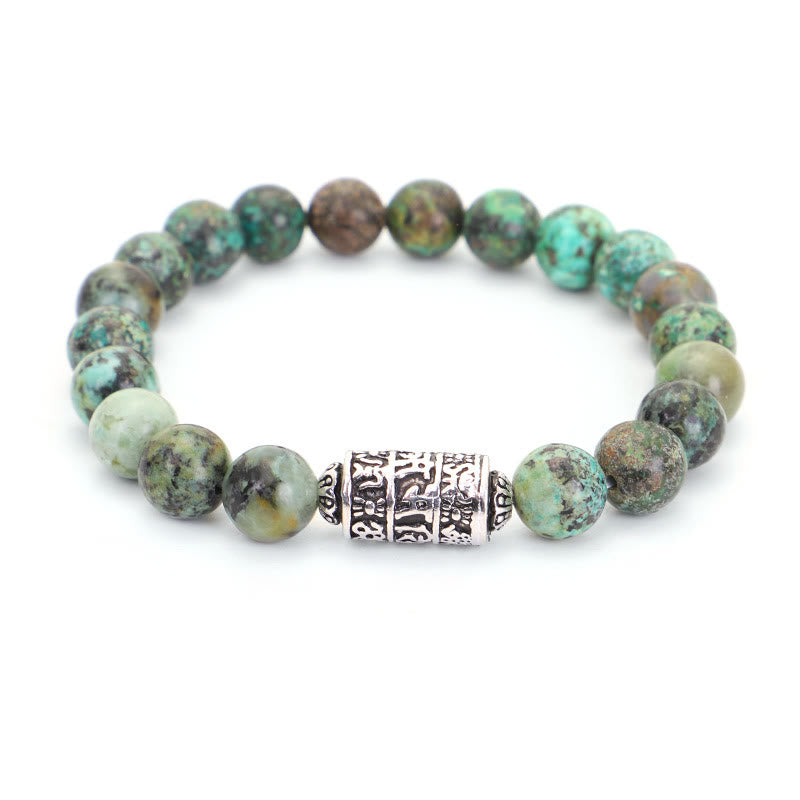 Buddha Stones Natural Lazurite Pietersite Unakite Om Mani Padme Hum Bead Positive Bracelet