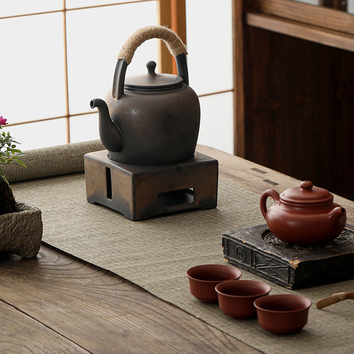 Buddha Stones Retro Brown Chinese Gongfu Tea Ceramic Kung Fu Teapot 700ml With Base