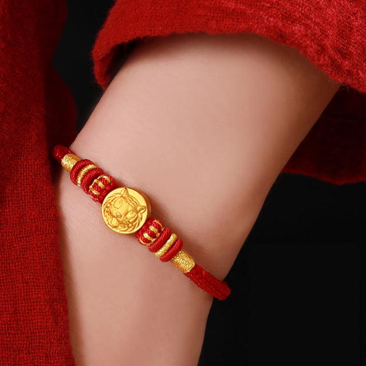 Buddha Stones 999 Gold Chinese Zodiac Auspicious Matches Om Mani Padme Hum Luck Handcrafted Bracelet