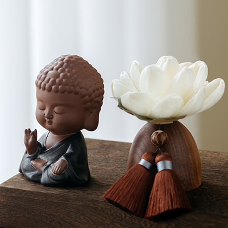 Black Peach Wood Buddha Flower Calm Cure Decorations