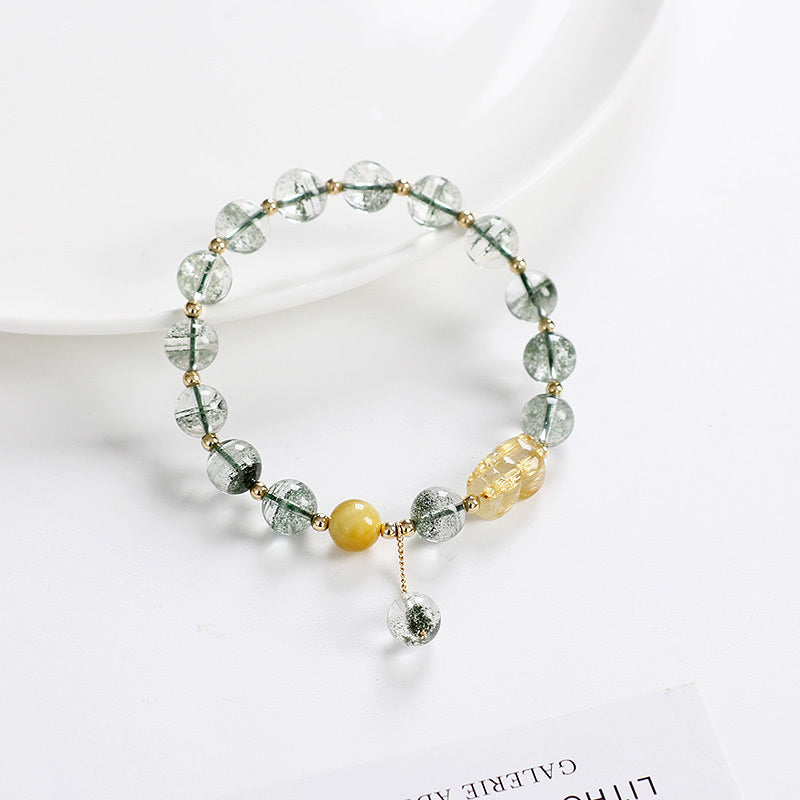 Buddha Stones Green Phantom Citrine PiXiu Confidence Bracelet