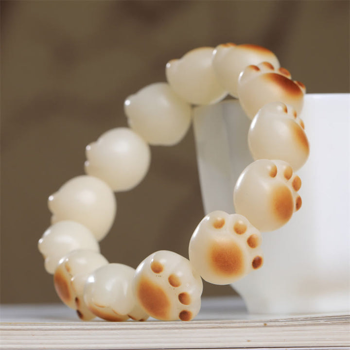 Buddha Stones Cute Cat Paw Claw Bodhi Seed Peace Bracelet