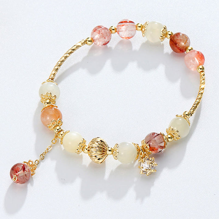 Colorful Rutilated Quartz Cat Eye Zircon Auspiciousness Bead Bracelet