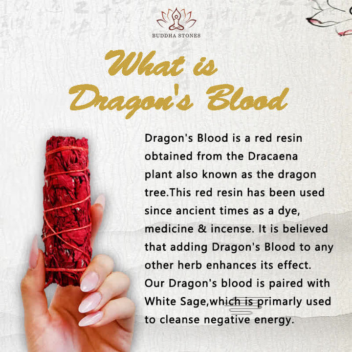 Buddha Stones Dragon's Blood Sage Smudge Stick for Home Negative Energy Cleansing Incense Healing Meditation Rituals