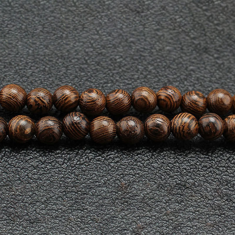 Buddha Stones Wenge Wood Turquoise Stone Protection Calm Necklace Pendant