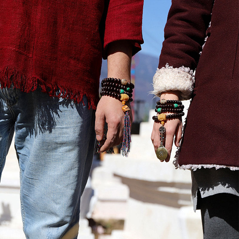 Tibet 108 Mala Beads Purple Bodhi Seed Bagua Vajra Auspiciousness Bracelet