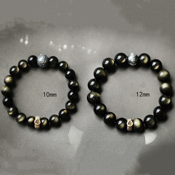 Buddha Stones Chinese Zodiac Natal Buddha Obsidian Purification Bracelet