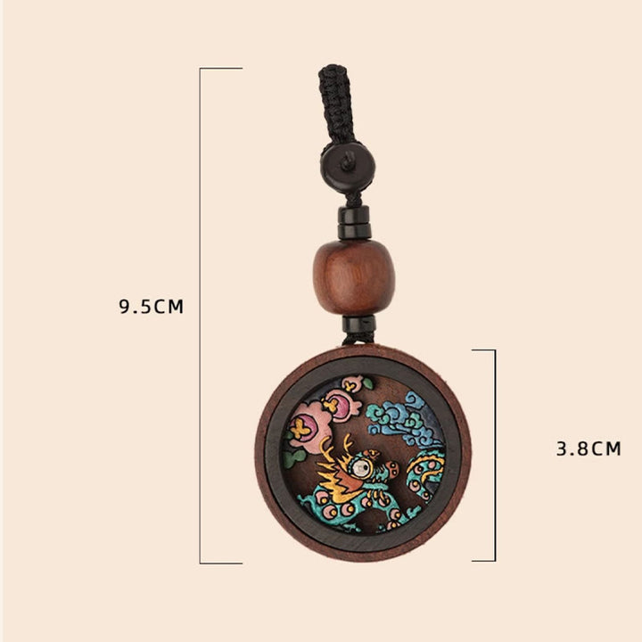 ❗❗❗A Flash Sale- Buddha Stones Year Of The Dragon Hand Painted Chinese Zodiac Rosewood Carved Calm Key Chain