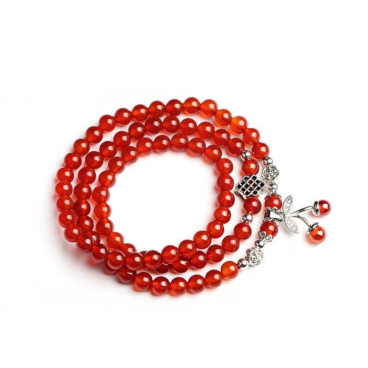 Natural Red Agate Bead Blessing Bracelet Necklace