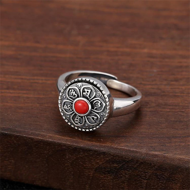 Buddha Stones Tibetan Om Mani Padme Hum Peace Rotatable Ring