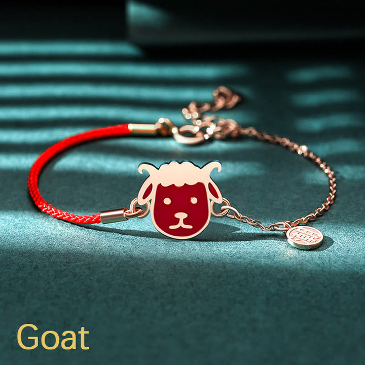 Buddha Stones 925 Sterling Silver Color-changing Chinese Zodiac Luck Protection Red String Chain Bracelet