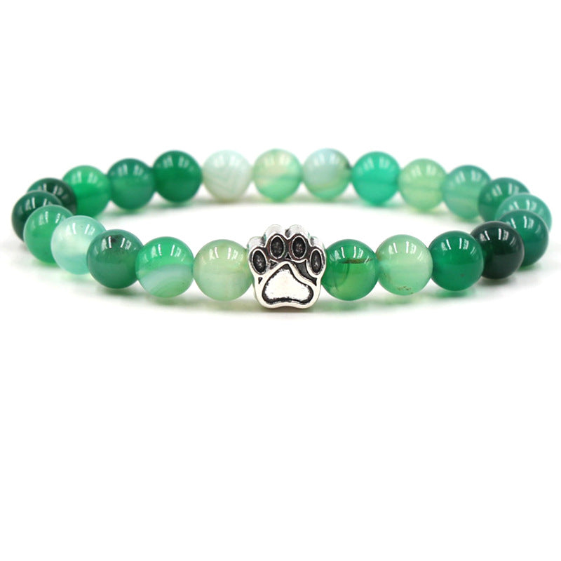 Indian Agate Green Agate Dog Paw Positive Calm Bracelet