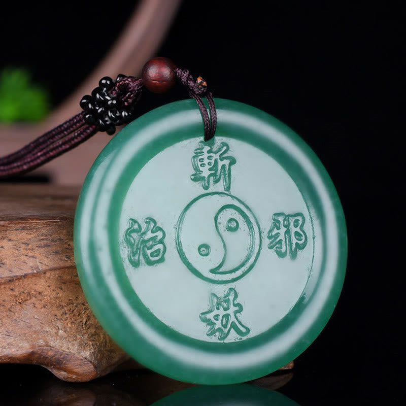 Buddha Stones Green Aventurine Yin Yang Balance Necklace Pendant