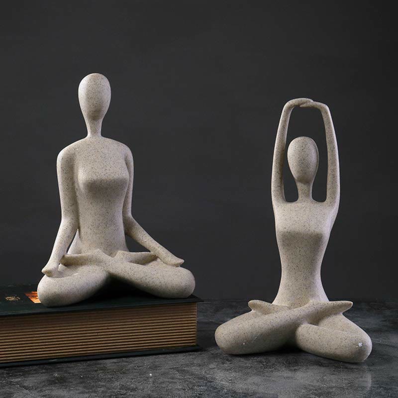 Abstract Yoga Meditating Exercise Resin Spiritual Figurine Sculpture Desk Decoration