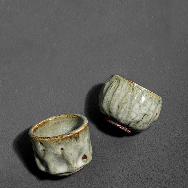 Buddha Stones Handcrafted Simple Cracked Ice Texture Chinese Jianzhan Ceramic Teacup Kung Fu Tea Cup