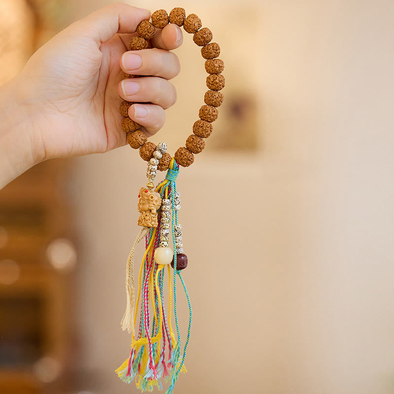 Buddha Stones Tibet Rudraksha Bodhi Seed Amulet Wealth Luck Bracelet