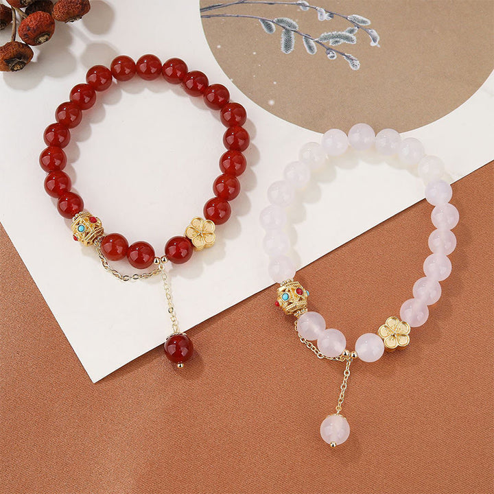 Natural Red Agate White Agate Peach Blossom Self-acceptance Bracelet