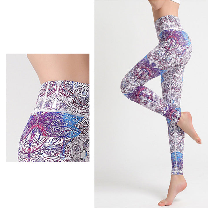 Buddha Stones Flowers Leaves Birds Pants Sports Fitness Yoga Leggings Women's Yoga Pants