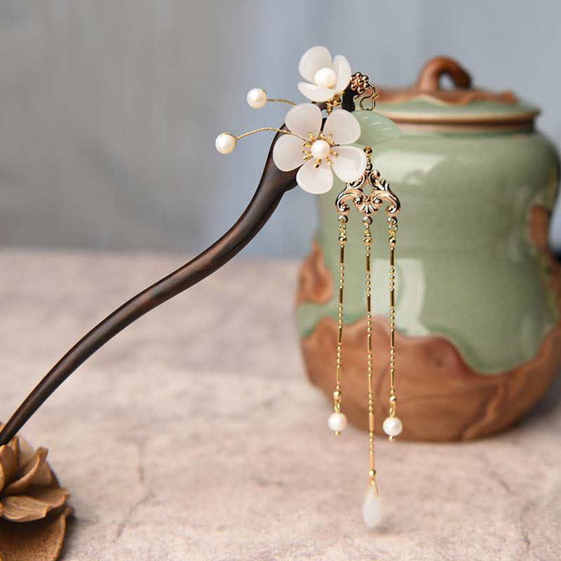 Buddha Stones Ebony Flower Protection Blessing Hairpin Decorations