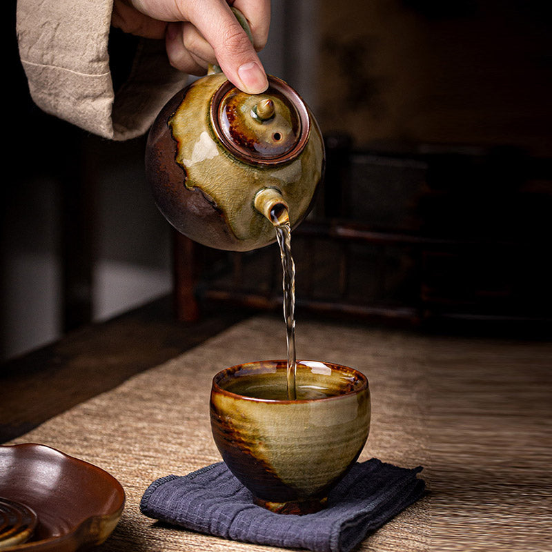 Buddha Stones Retro Brown Kiln Change Ceramic Teacup Kung Fu Tea Cup