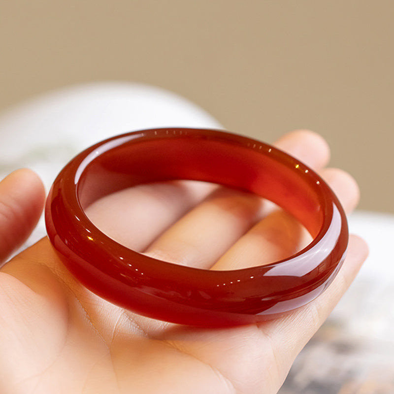 Buddha Stones Natural Red Agate Confidence Bracelet Bangle