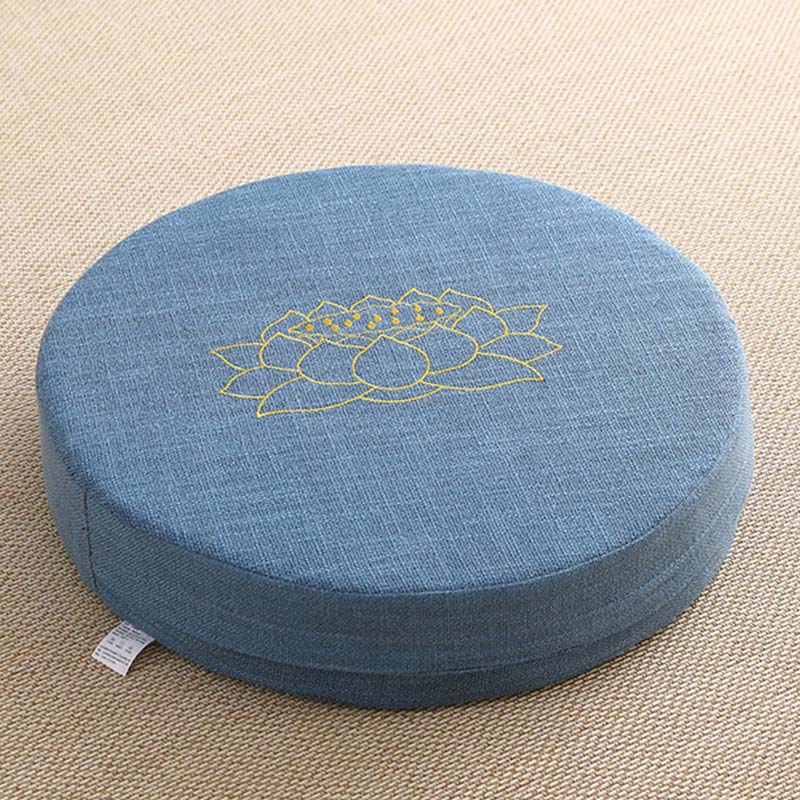 Lotus Embroidery Cotton Linen Meditation Seat Cushion