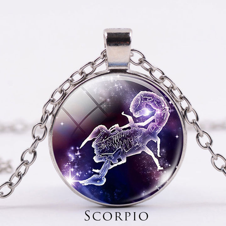 12 Constellations of the Zodiac Moon Starry Sky Protection Blessing Necklace Pendant